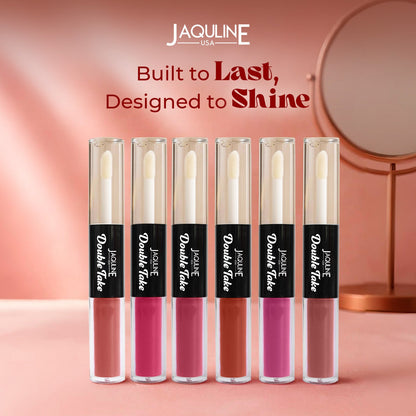 Jaquline USA Double Take Matte & Gloss Lipstick (6.5 ml) Pink Praline 05 Long-Lasting & Non-Transfer
