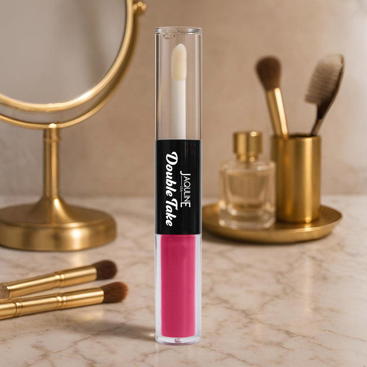 Jaquline USA Double Take Matte & Gloss Lipstick (6.5 ml) Pink Sorbet 02, Long-Lasting & Non-Transfer