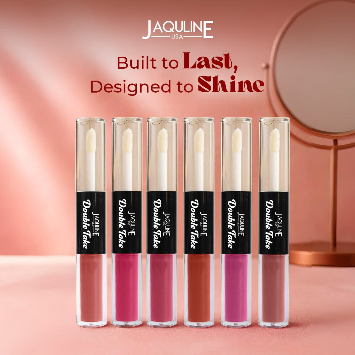 Jaquline USA Double Take Matte & Gloss Lipstick (6.5 ml) Pink Sorbet 02, Long-Lasting & Non-Transfer