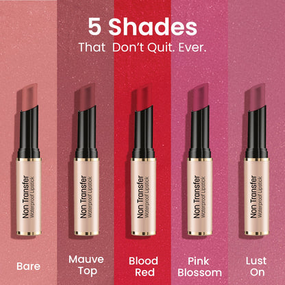 Non Transfer Waterproof Lipstick - Pack Of 5