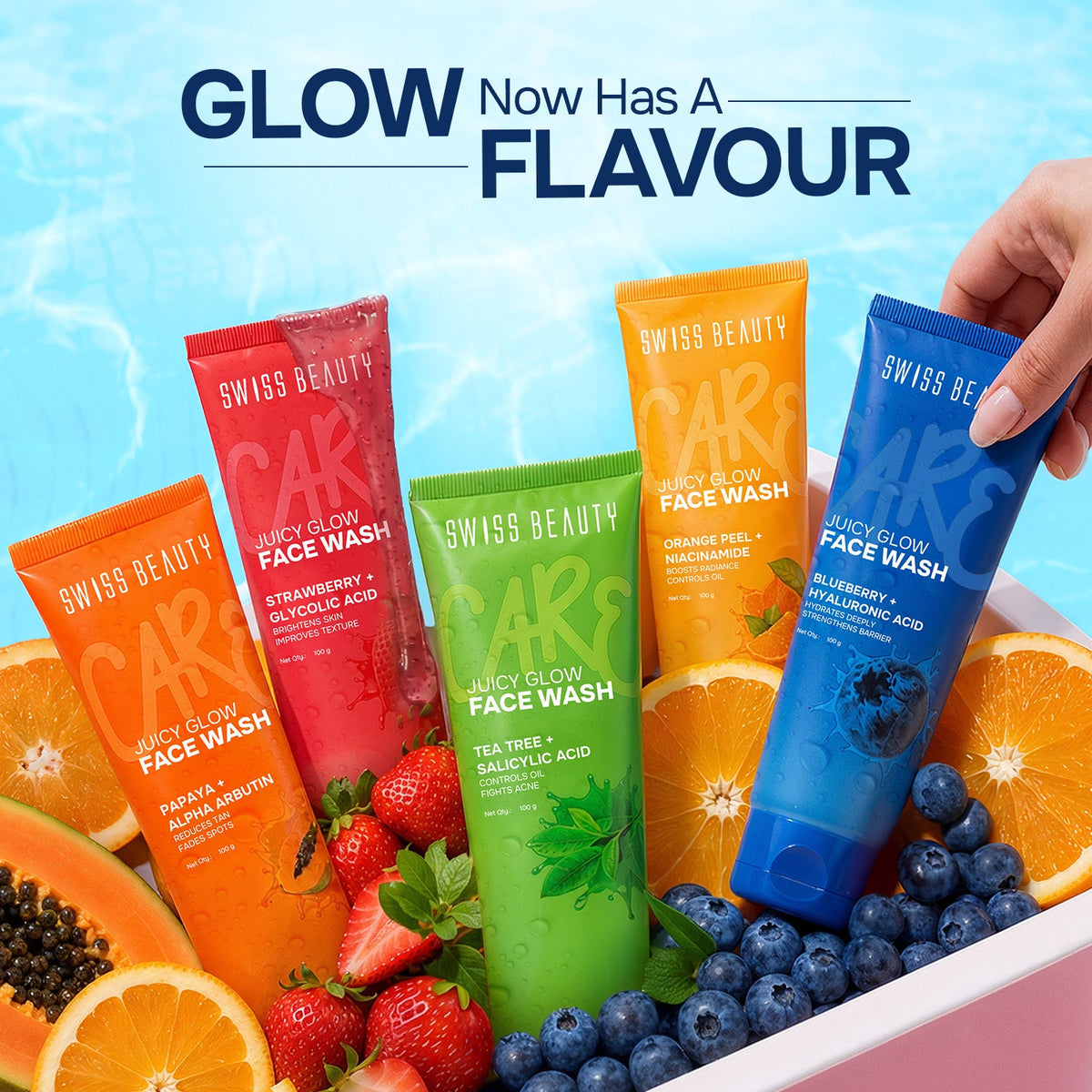 Care Juicy Glow Face Wash  Blueberry + Hyaluronic Acid