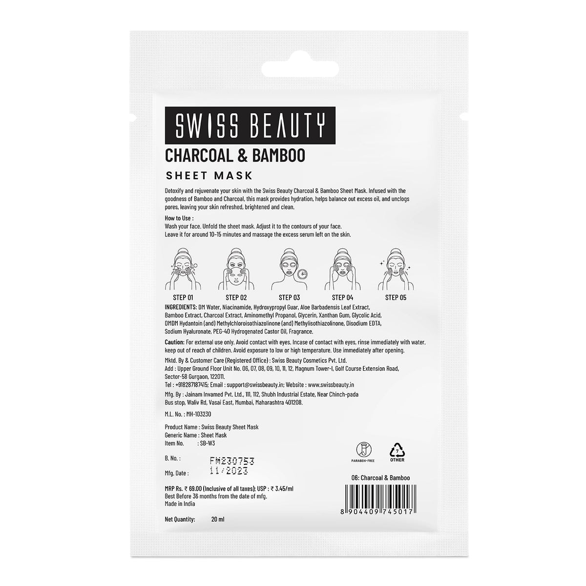 Charcoal & Bamboo Sheet Mask.