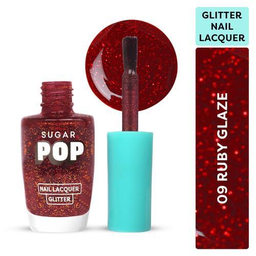 SUGAR POP Nail Lacquer Glitter 09 Ruby Glaze