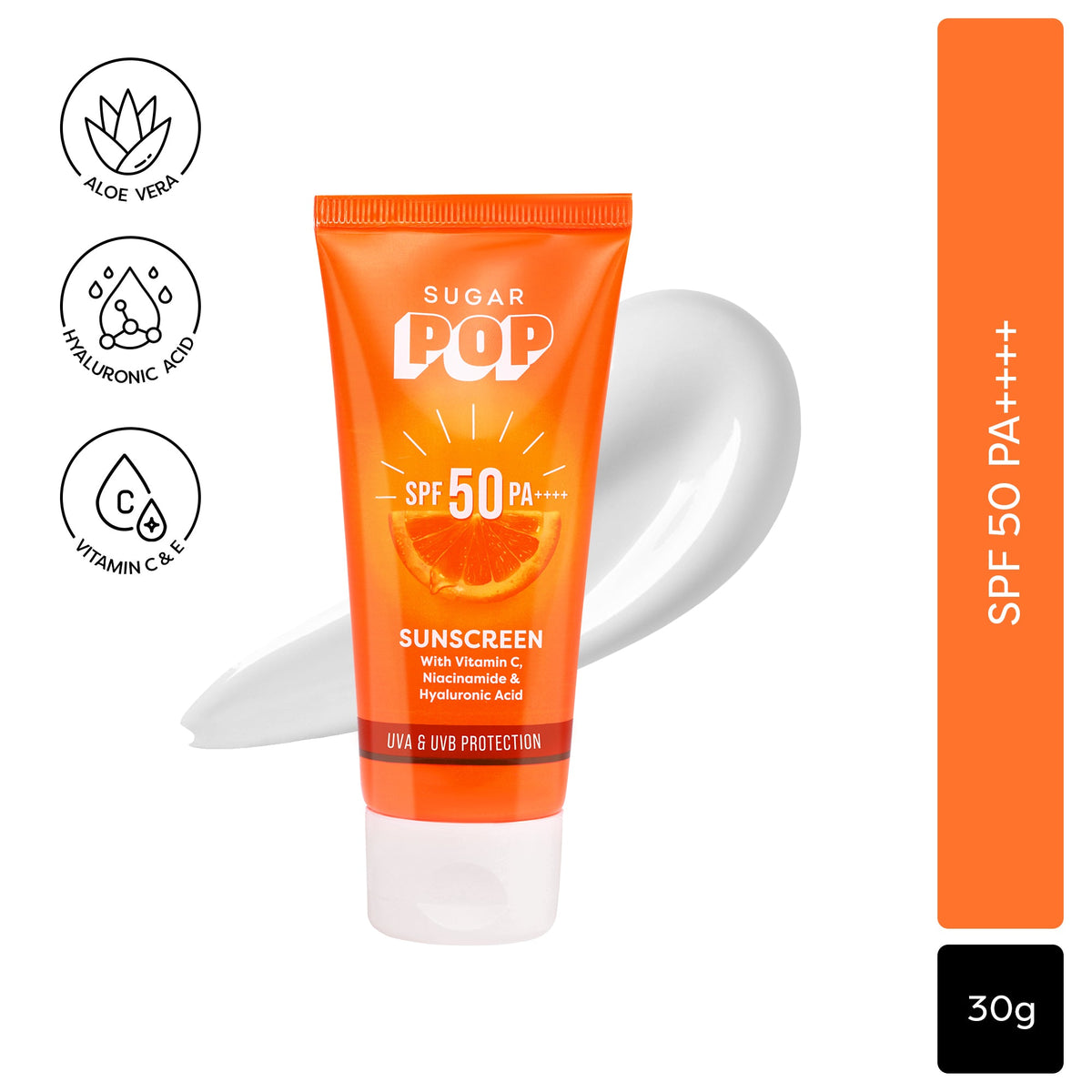 SUGAR POP SPF 50 Sunscreen With Vitamin C, Niacinamide & Hyaluronic Acid