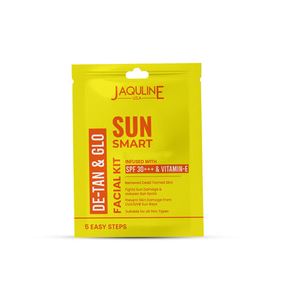 Jaquline USA Sun Smart DETAN & GLO Facial KIT 2 in 1 Formula with Kojic Acid and Licorice Extract for Glowing skin