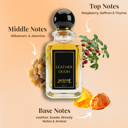 Jaquline USA Oudh Leather Eau De Parfum with Leather & Amber, 100 ml